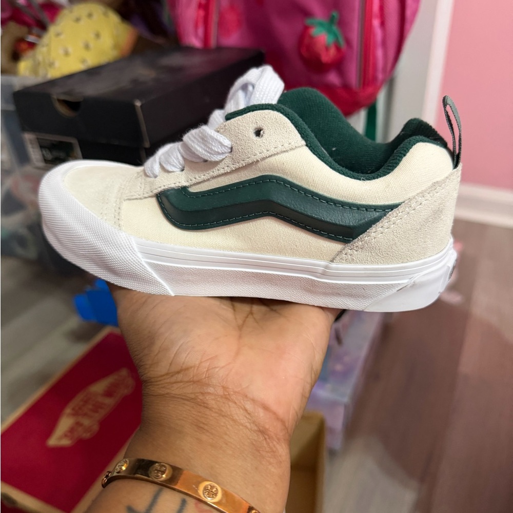 Kids Green and White Knu School Vans